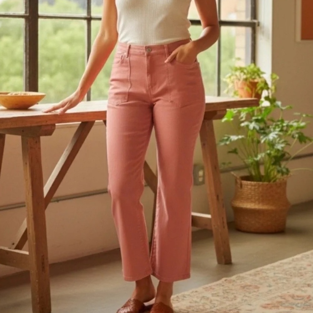 Joie Crop Jeans in Guava | Wide Leg Crop | High waist | Sz 24